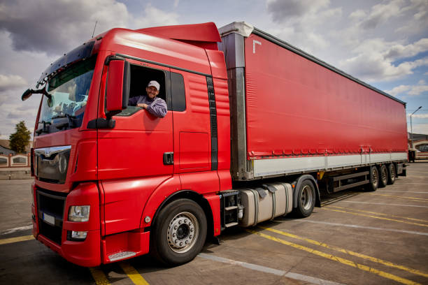 Truck driver preparing for the next destination stock photo