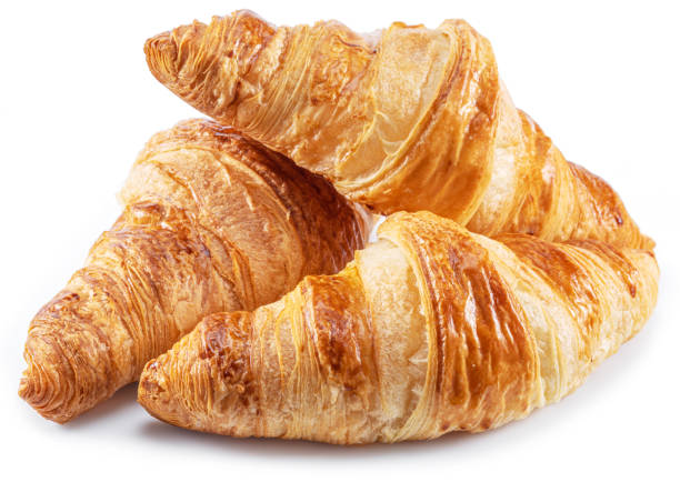 istock Tasty crusty croissants close-up on a white background. 1344001354