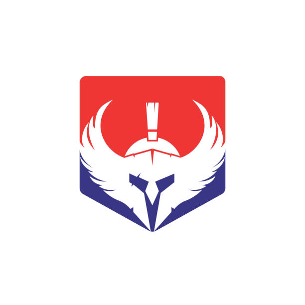 спартанский воин с крыльями векторный дизайн логотипа. - protective workwear sparta iron security stock illustrations