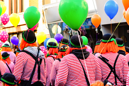 Montecastrilli, Terni, Umbria, Italy - 18 February 2024: A renewed and colorful Carnival, ready to animate the village of Montecastrilli, A street carnival, where you can choose to be a spectator or protagonist