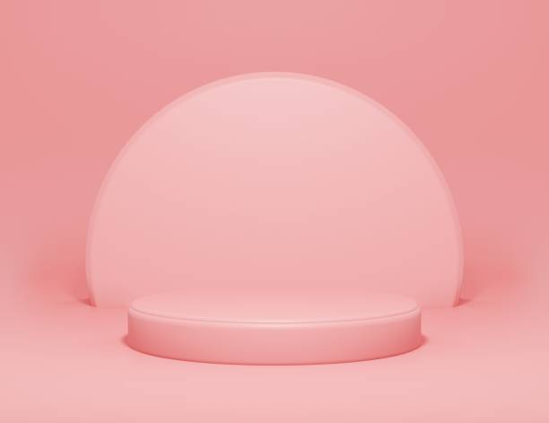 istock Abstract minimalist pink podium for product presentation, pink background, 3d render illustration, 3d presentation 1344002653