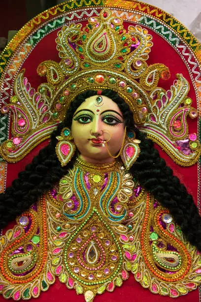 Decorated beautiful idol of Goddess Durga