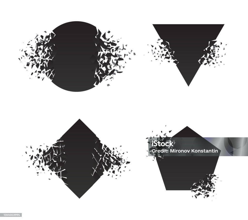 Shape Art Exploding Shape Explosion Broken Shattered Flat Style Design Vector Illustration ...