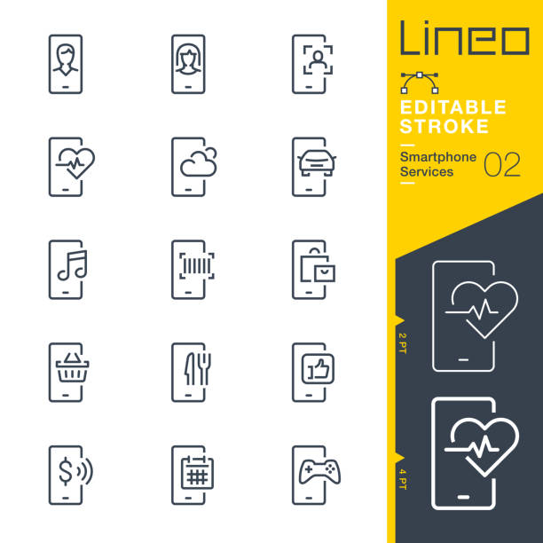 Lineo Editable Stroke - Smartphone Services line icons vector art illustration