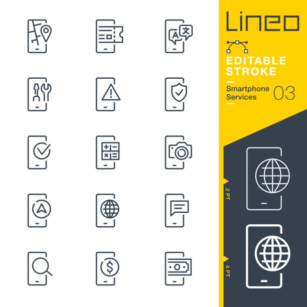 Lineo Editable Stroke - Smartphone Services line icons vector art illustration