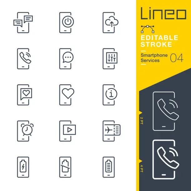 Vector illustration of Lineo Editable Stroke - Smartphone Services line icons