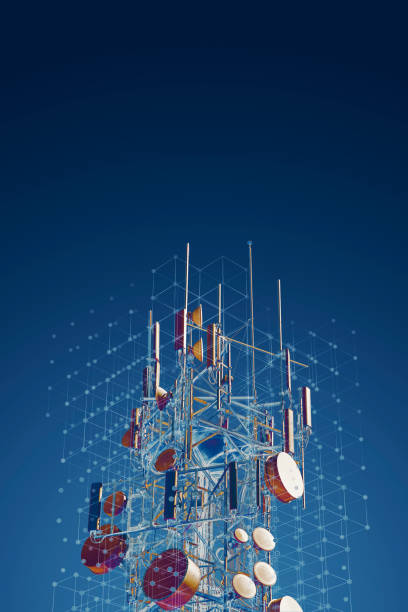 Telecommunication tower with connection points stock photo