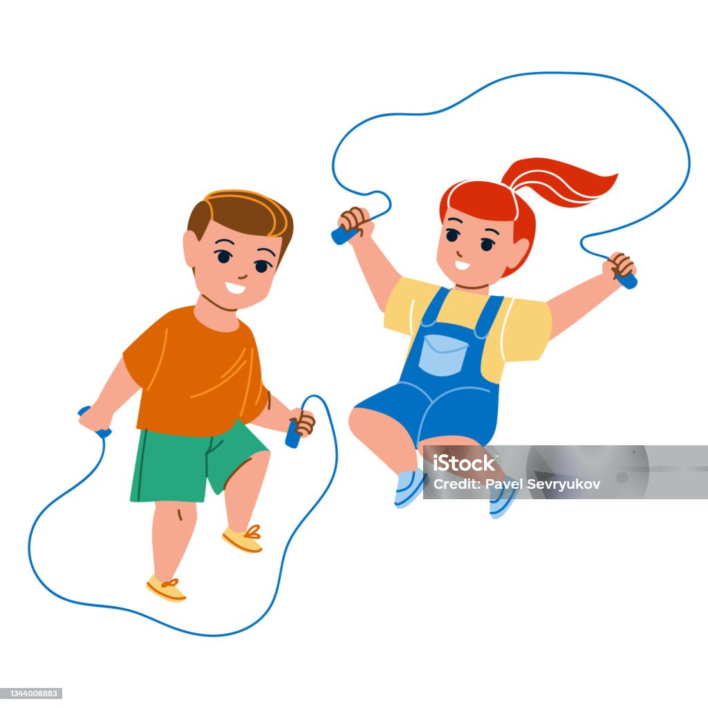 Trẻ Em Nhảy Dây Nhảy Dây Cùng Nhau Vector Hình minh họa Sẵn có ...