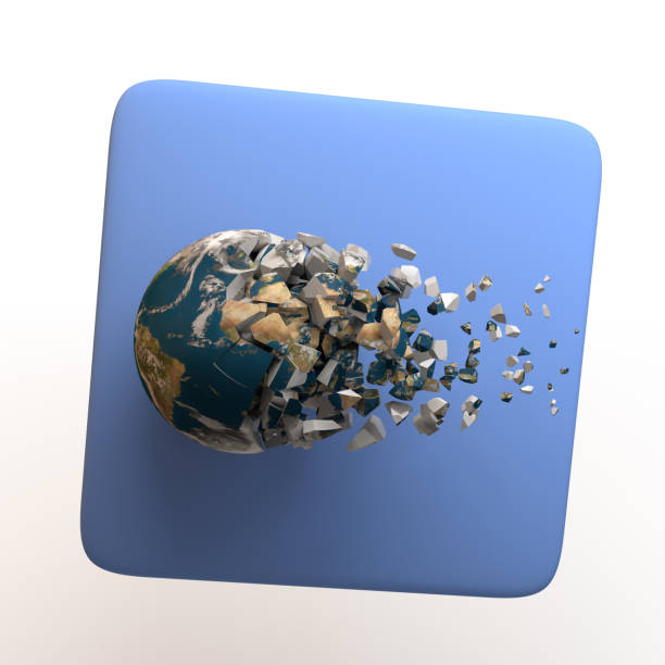 istock Environment icon with broken planet isolated on white background. App. 3D illustration. 1344011976