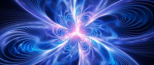 Glowing vibrant high energy antimatter, computer generated abstract background, 3D rendering