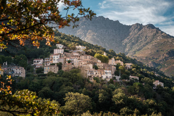 Village of Nessa in Corsica stock photo