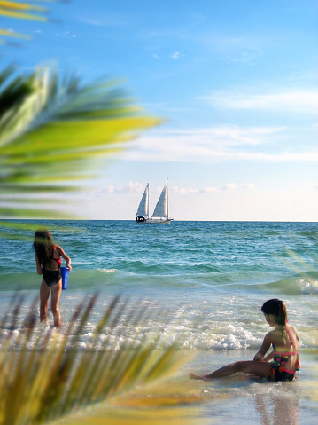 Children playing on the beach in Florida