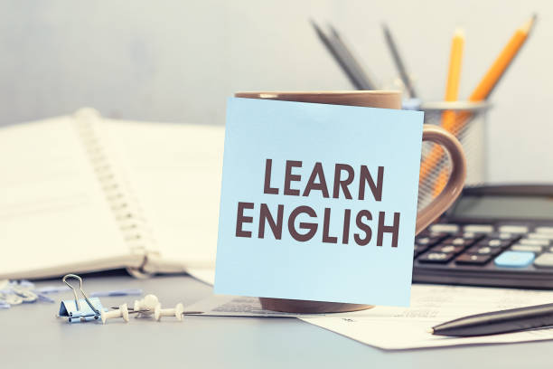 istock Learn English - concept of text on sticky note. Work and study concept 1344019204