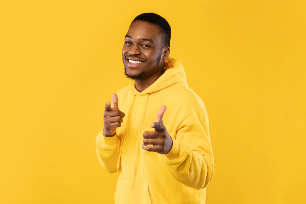istock Happy African Man Pointing Fingers To Camera On Yellow Background 1344020187