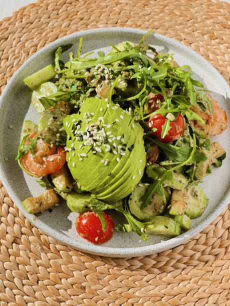 istock Green salad with shrimps 1344021866