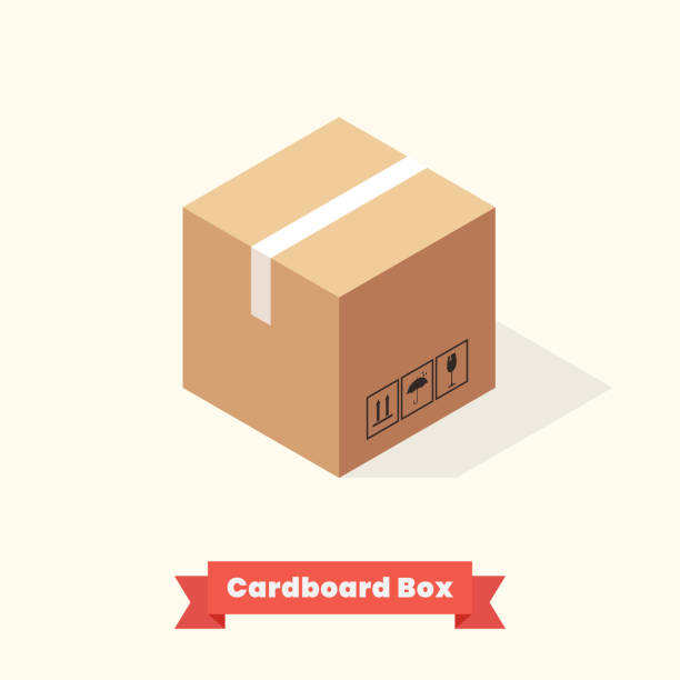 Isometric Cardboard Boxes vector art illustration