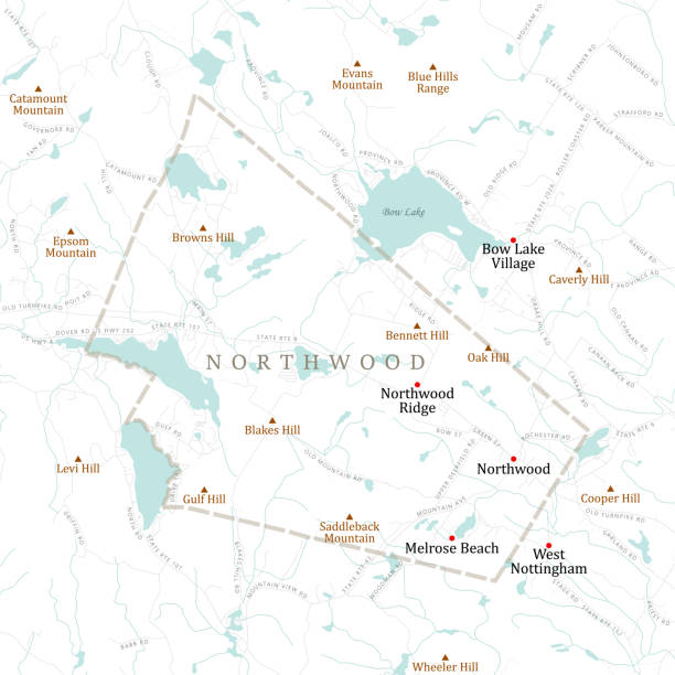 nh rockingham northwood vector straßenkarte - saddleback mountain stock-grafiken, -clipart, -cartoons und -symbole