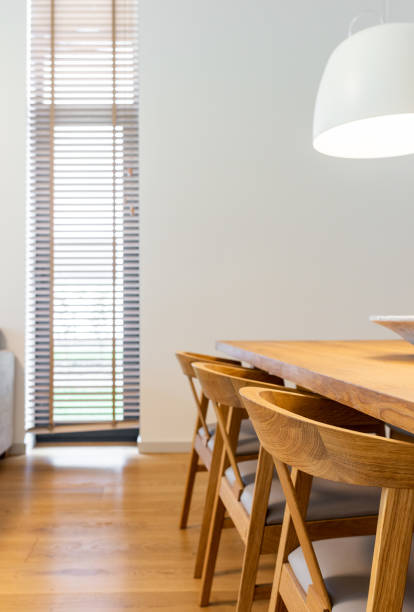 istock Large wooden dining table with chair 1344026083