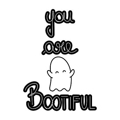 Cute Hand Drawn Lettering You Are Bootiful Quote Halloween Vector ...