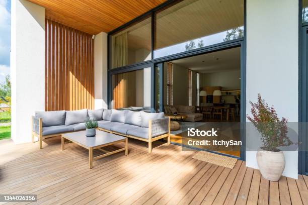 Cozy Patio With Entrance To The House Stock Photo - Download Image Now - Patio, Building Terrace, House