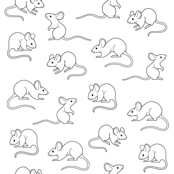 animal Simple seamless trendy animal pattern with mouse. Cartoon vector illustration. mouse animal stock illustrations