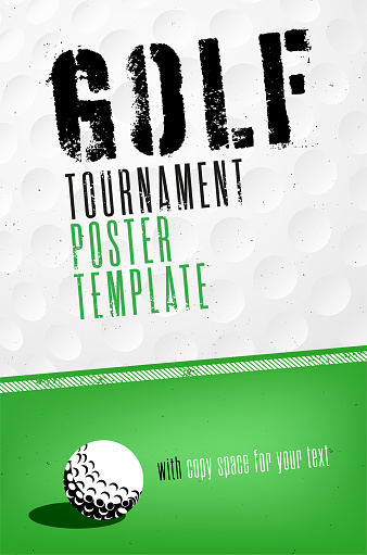 Golf tournament poster template with golf ball and copy space for your text - vector illustration
