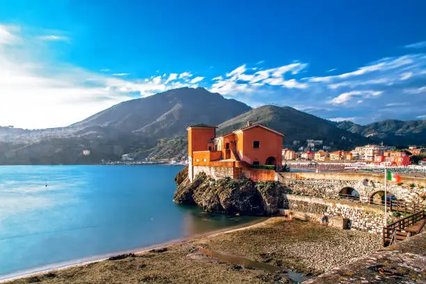 Photo of Panorama of Levanto village and beach in Cinque Terre, Liguria, Italy