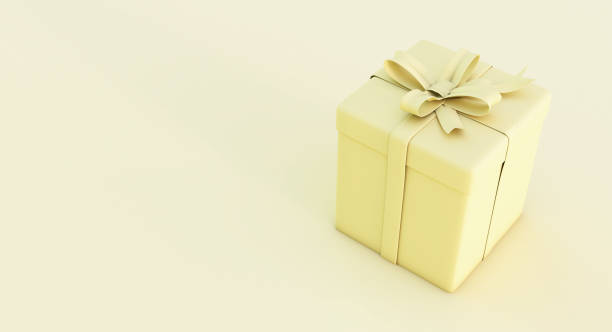 istock present box isolated on white background. yellow gift box 1344034887