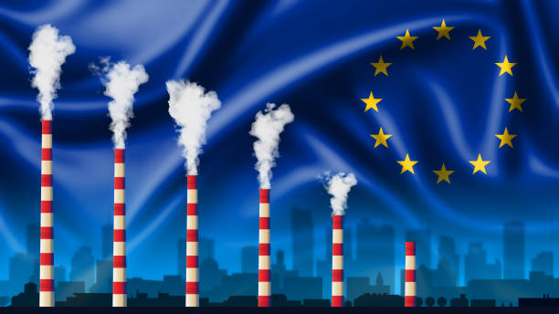 Reducing CO2 in the European Union's. Carbon Emissions. Clean air. stock photo