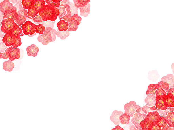 梅の花の背景。フレーム。 - february点のイラスト素材／クリップアート素材／マンガ素材／アイコン素材