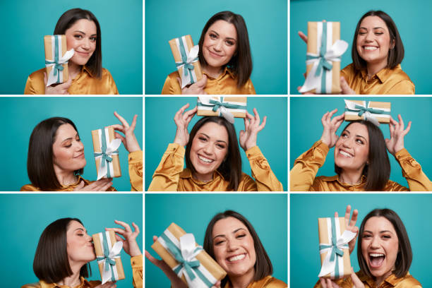 istock A woman holding a gift box Christmas. 1344039564