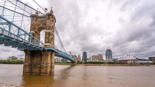 istock John A. Roebling  Suspension Bridge on the Ohio River between Covington Kentucky and Cincinnati Ohio 1344043482