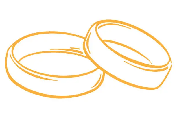 Vector illustration of Wedding ring. Wedding jewelry in doodle. Hand drawn ring. Marriage symbol.