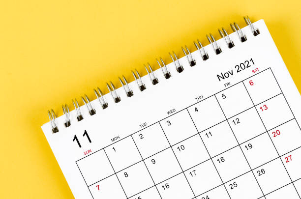 Close up November 2021 desk calendar