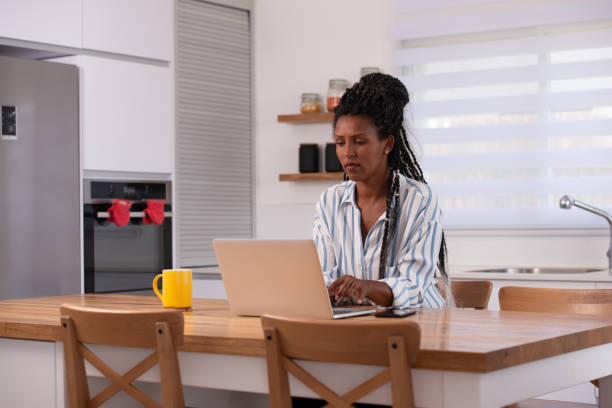 istock Woman working remotely at home. 1344053183