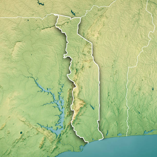 istock Togo 3D Render Topographic Map Color Border 1344053359