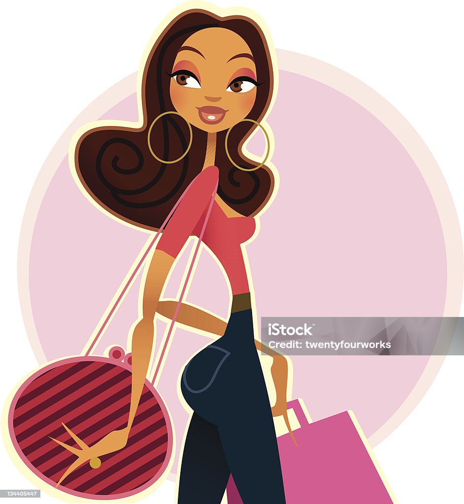 African American Shopper A beautiful woman shopping. Retail stock vector