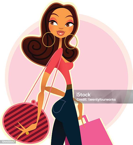 African American Shopper Stock Illustration - Download Image Now - Retail, Cartoon, Shopping