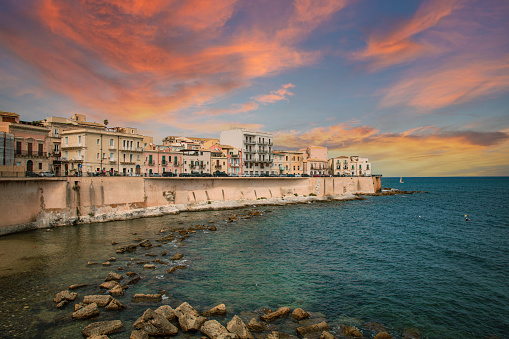 City of Syracuse in Sicily. View of the coast.