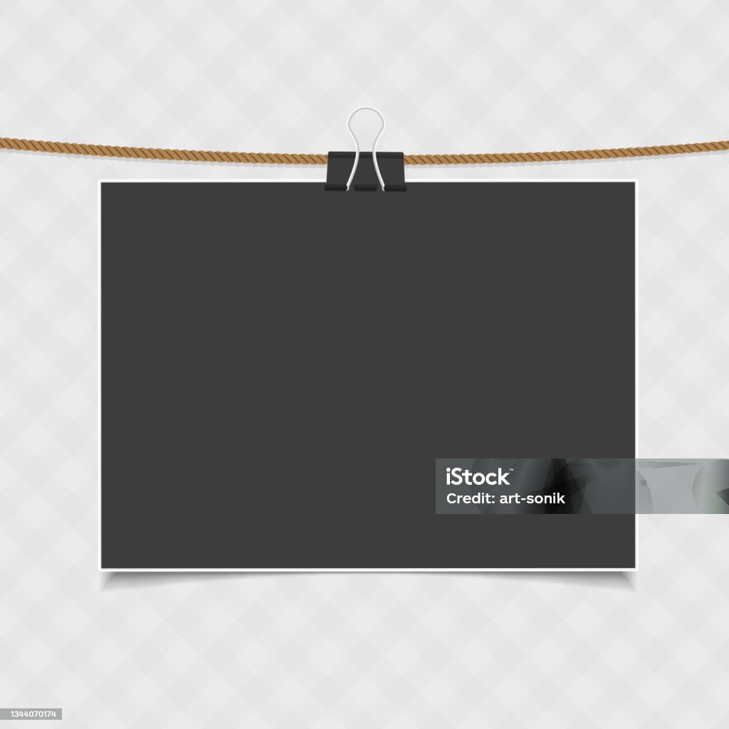 Running Picture Frame Rope Photo Frame On Rope Stock Illustration - Download Image Now - Black ...