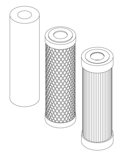 illustrations, cliparts, dessins animés et icônes de jeu vectoriel de cartouche de filtre à eau isométrique - liguid