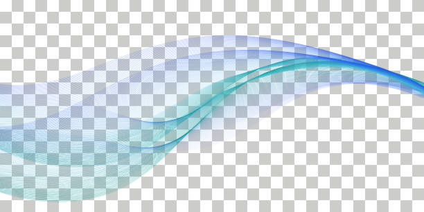 웨이브 스우쉬, 블루 및 청록색 흐름. 투명한 배경에 고립 된 물결 모양의 소용돌이, 해수 또는 공기 바람 디자인. 벡터 일러스트레이션 - 바람 stock illustrations