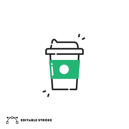 Disposable Cup Icon with Editable Stroke