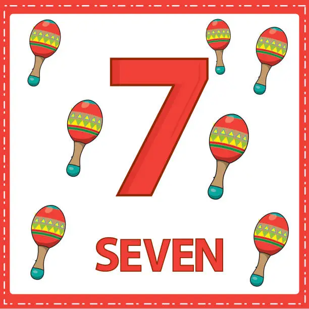 Vector illustration of Illustrations for numerical education for young children. for the children Learned to count the numbers 7 with 7maracas  as shown in the picture in the instrument category