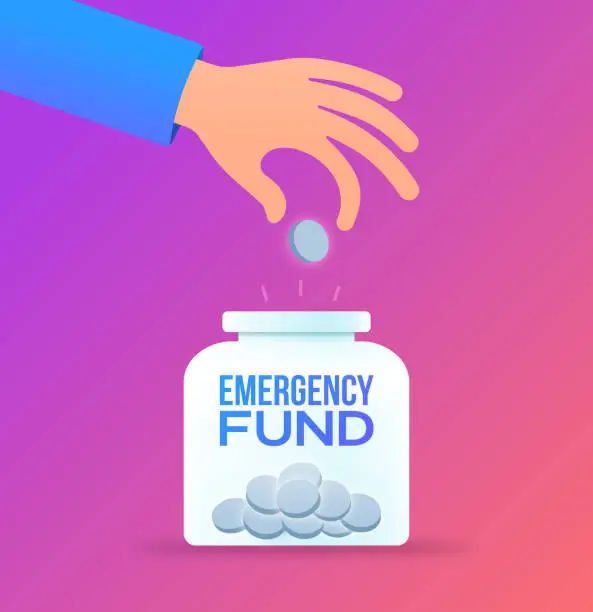 Vector illustration of Emergency Fund Savings Jar