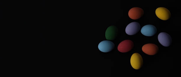 istock Easter eggs or color egg. Multi-colorful of easter eggs on background in studio with close-up shot which include many colour such as yellow, green, blue, purple, red on festival eggs by art painting. 1344088050