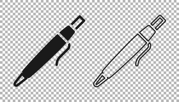 schwarzes stiftsymbol auf transparentem hintergrund isoliert. vektor - paper writing instrument pencil writing stock-grafiken, -clipart, -cartoons und -symbole