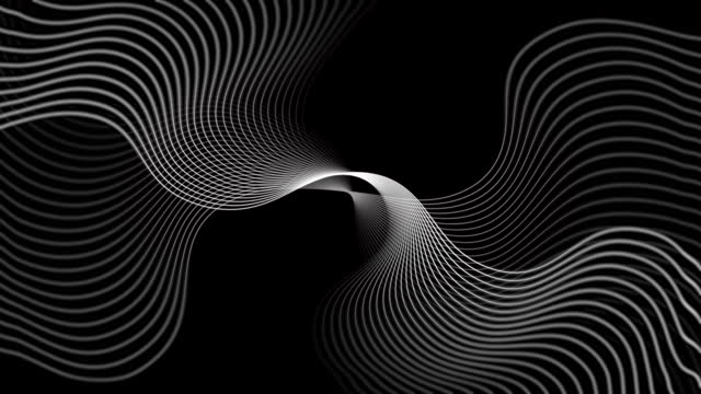Curved wave with a beautiful soft natural blur pattern on a black background. Abstract background for a business presentation. Concept of futuristic loop motion