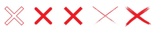 red cross x vector icon. no wrong symbol. delete, vote sign. graphic design element set on white background red cross x vector icon. no wrong symbol. delete, vote sign. graphic design element set on white background deutsche mark sign stock illustrations