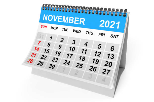 istock 2021 Year November Calendar. 3d Rendering 1344095272